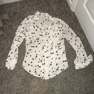 Women’s Sheer Bird Printed Top